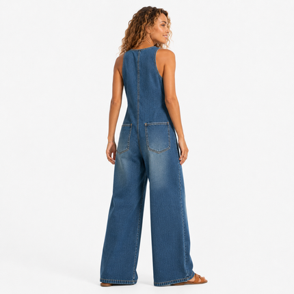 Women’s Button Front Denim Jumpsuit