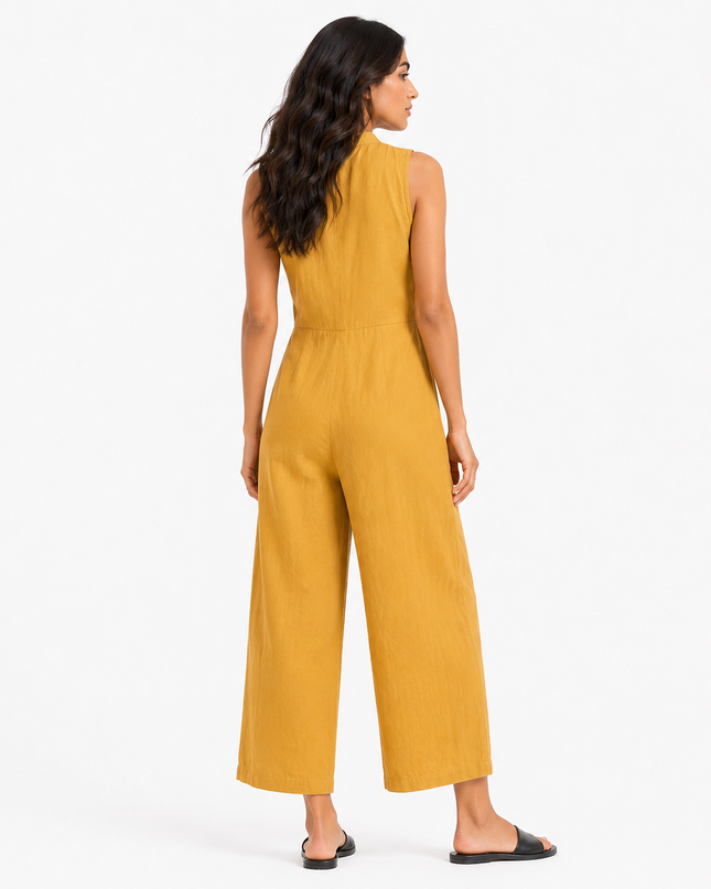 Women’s Sleeveless Button Front Jumpsuit
