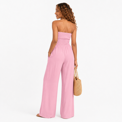 Women’s Smocked Strapless Jumpsuit
