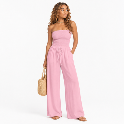Women’s Smocked Strapless Jumpsuit