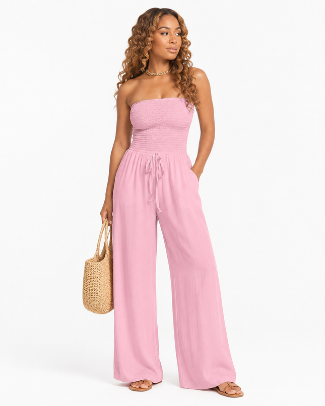 Women’s Smocked Strapless Jumpsuit